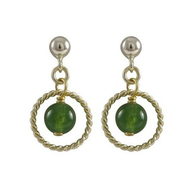 New 10mm Jewelry Natural Light emerald jade  & Silver Stud Earrings 